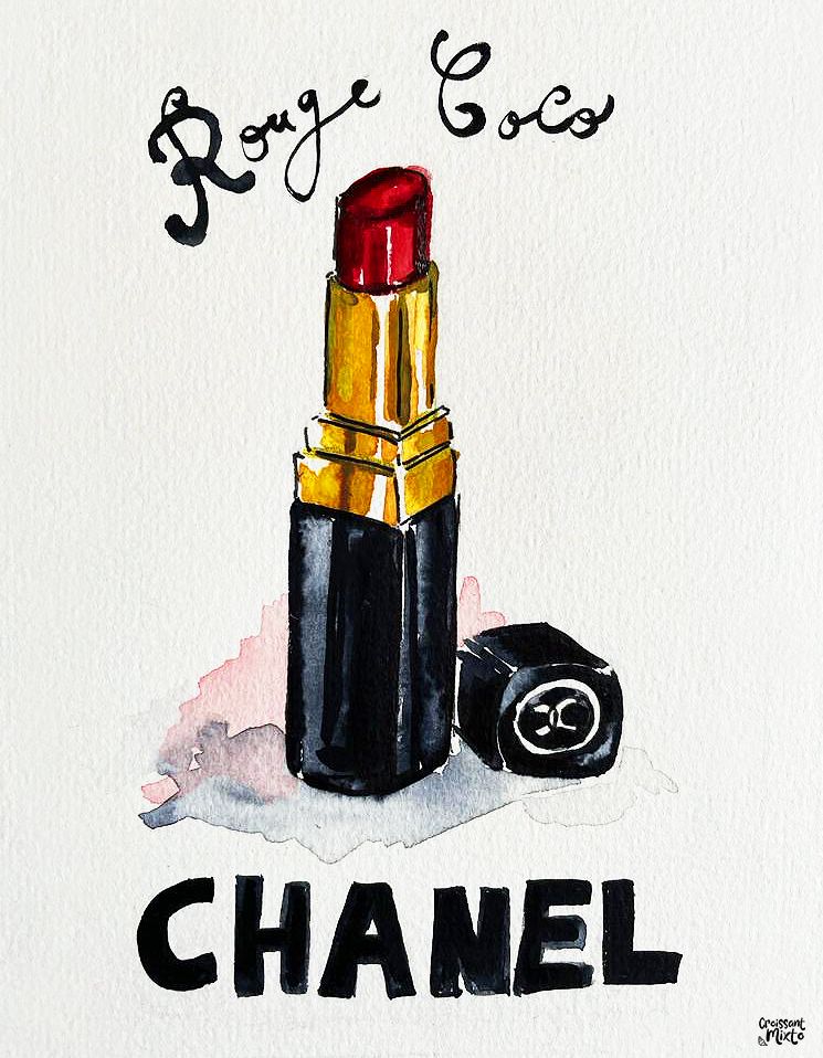 acuarela-chanel-rouge-coco-croissant-mixto