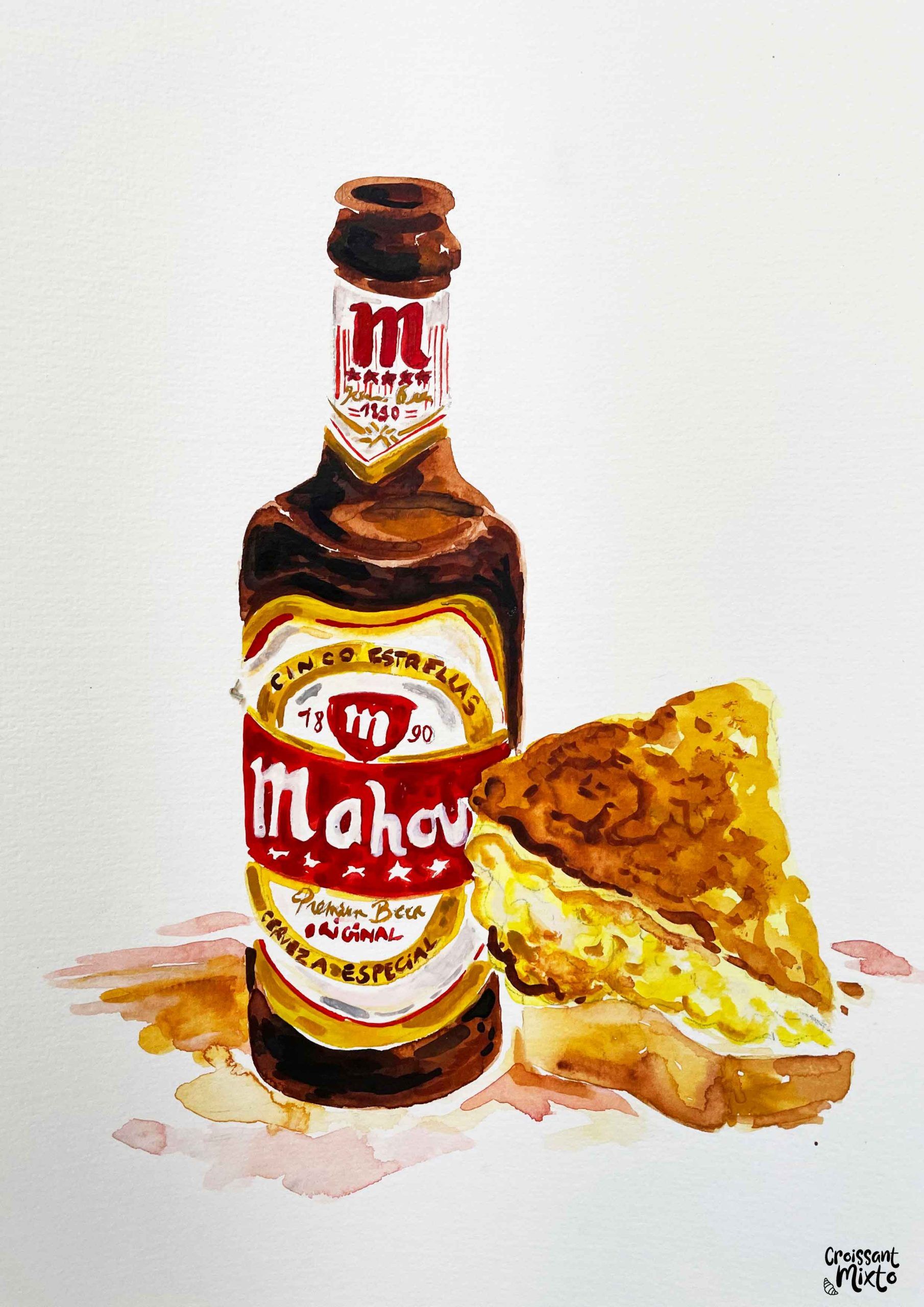 acuarela-foodie-tortilla-mahou-croissant-mixto